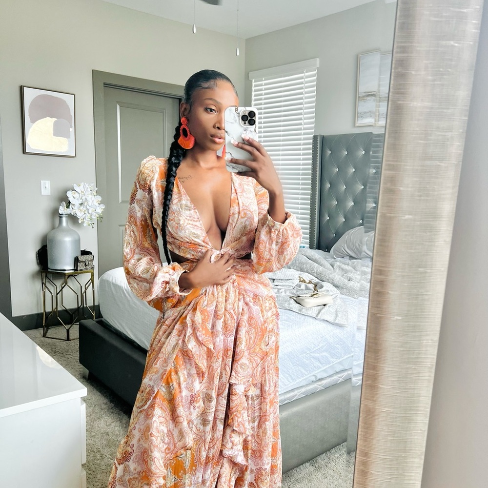 Orange Paisley Maxi Dress